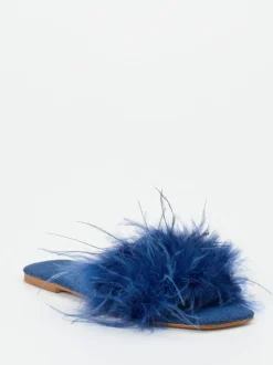 Andrea Sabatini – Damen-Slides aus Fell in Tintenblau