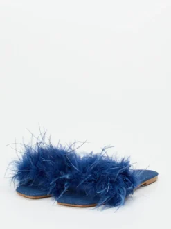 Andrea Sabatini – Damen-Slides aus Fell in Tintenblau