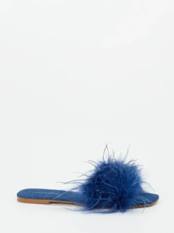 Andrea Sabatini – Damen-Slides aus Fell in Tintenblau