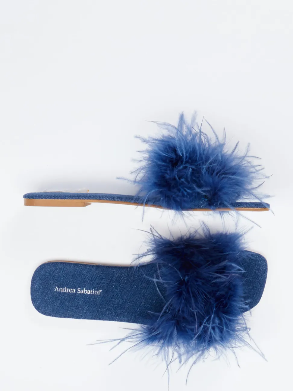Andrea Sabatini – Damen-Slides aus Fell in Tintenblau