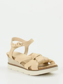 Andrea Sabatini – Keilsandalette aus Lammleder beige