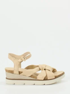 Andrea Sabatini – Keilsandalette aus Lammleder beige