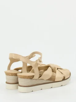 Andrea Sabatini – Keilsandalette aus Lammleder beige