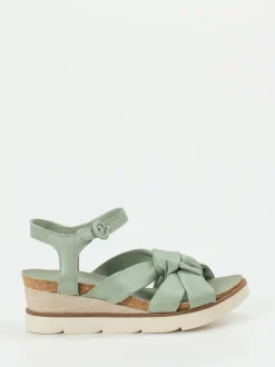 Andrea Sabatini – Keilsandalette aus Lammleder salbeigrün