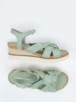 Andrea Sabatini – Keilsandalette aus Lammleder salbeigrün