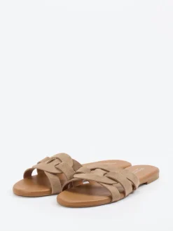 Andrea Sabatini – Pantolette aus Veloursleder Sandbeige