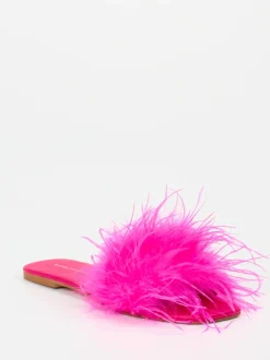 Andrea Sabatini – Pantoletten aus Fell in Neonpink