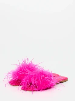 Andrea Sabatini – Pantoletten aus Fell in Neonpink