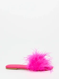 Andrea Sabatini – Pantoletten aus Fell in Neonpink