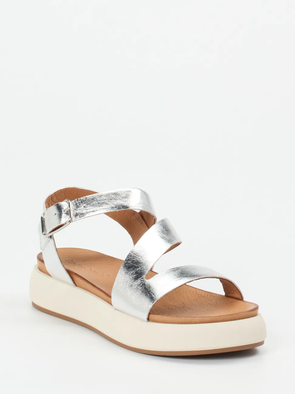 Andrea Sabatini – Plateau-Sandalen aus Metallicleder silber