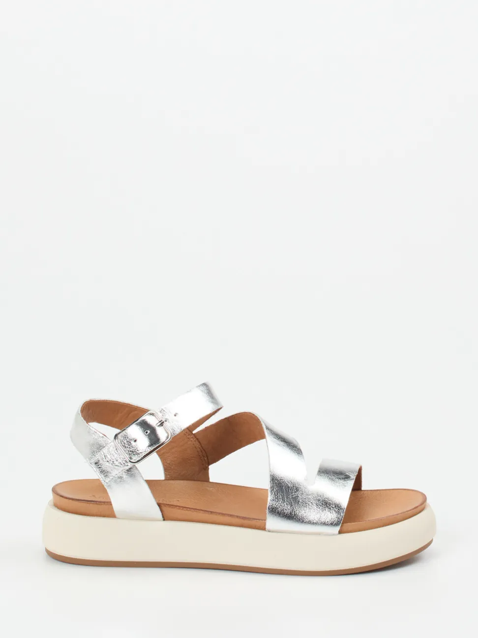 Andrea Sabatini – Plateau-Sandalen aus Metallicleder silber