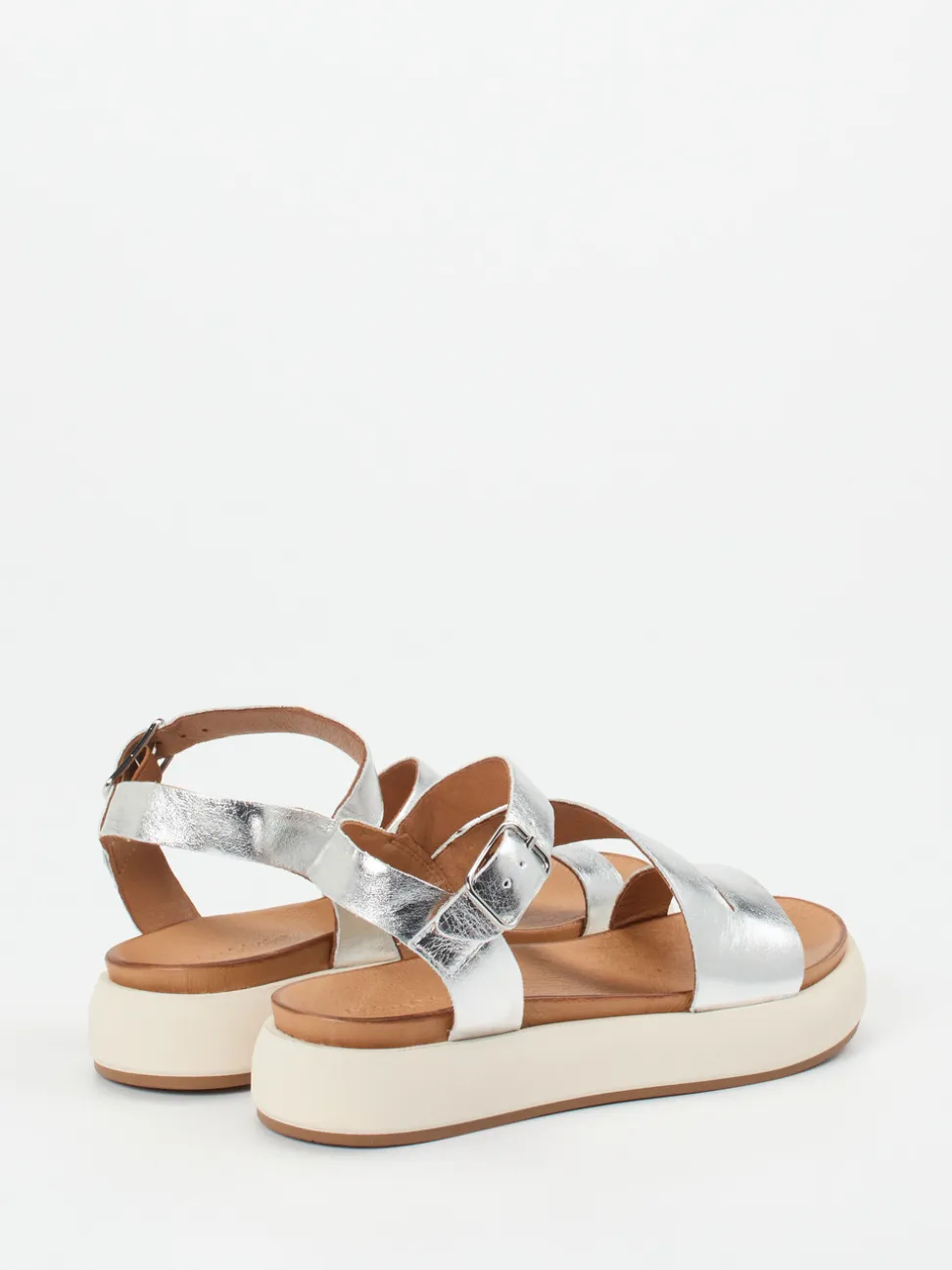 Andrea Sabatini – Plateau-Sandalen aus Metallicleder silber