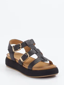 Andrea Sabatini – Plateau-Sandalen aus Kalbleder Schwarz