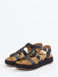Andrea Sabatini – Plateau-Sandalen aus Kalbleder Schwarz
