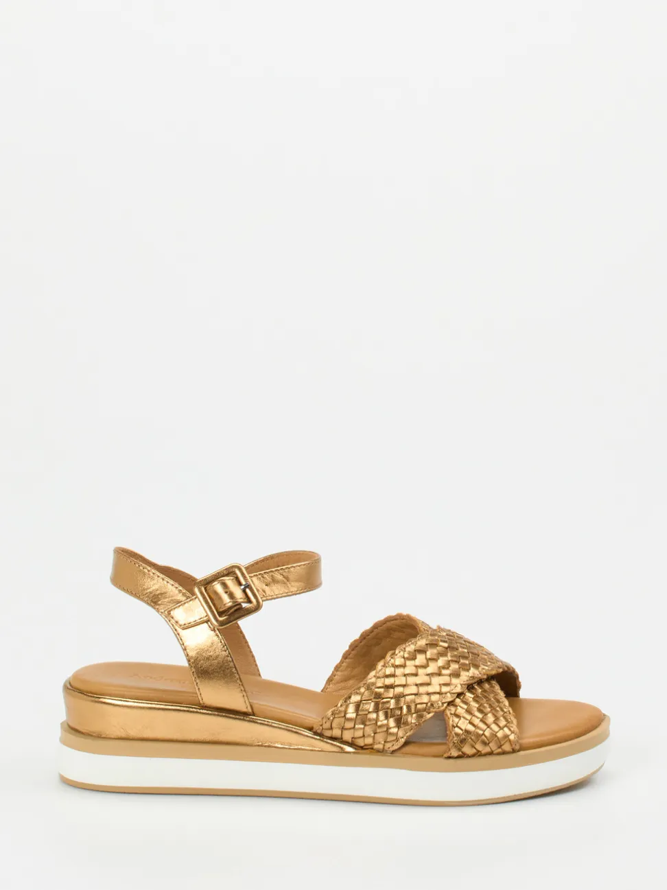 Andrea Sabatini – Plateau-Sandalen aus Flechtleder goldfarben