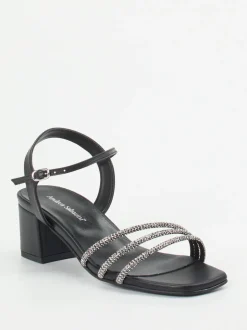 Andrea Sabatini – Sandalette aus Metallicleder Schwarz
