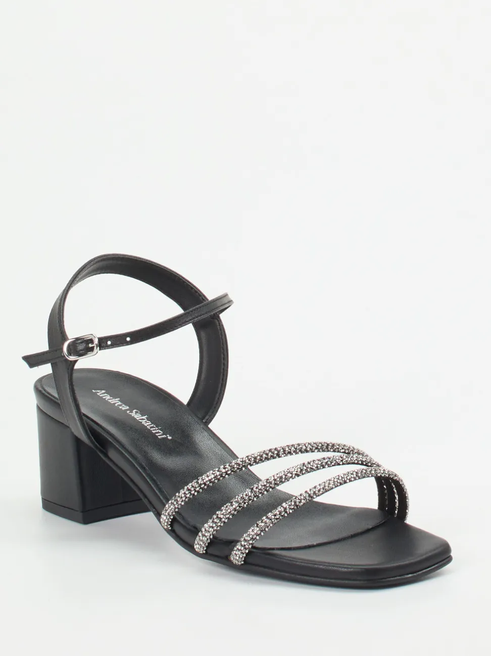 Andrea Sabatini – Sandalette aus Metallicleder Schwarz