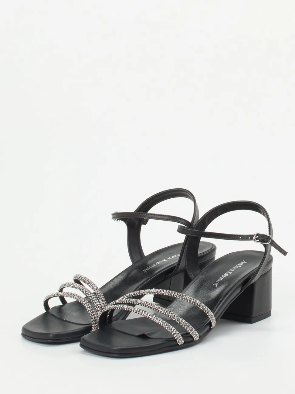 Andrea Sabatini – Sandalette aus Metallicleder Schwarz