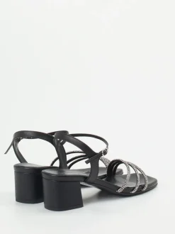 Andrea Sabatini – Sandalette aus Metallicleder Schwarz