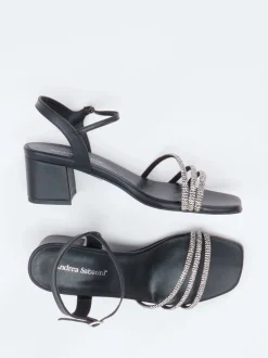 Andrea Sabatini – Sandalette aus Metallicleder Schwarz