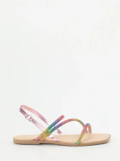 Andrea Sabatini – Zehentrenner-Sandale aus Metallicleder multicolor