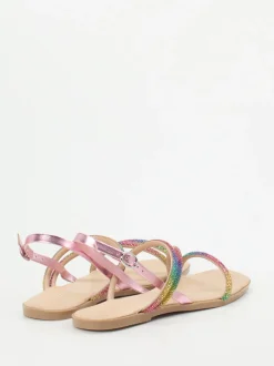 Andrea Sabatini – Zehentrenner-Sandale aus Metallicleder multicolor