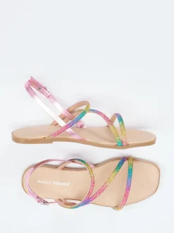 Andrea Sabatini – Zehentrenner-Sandale aus Metallicleder multicolor