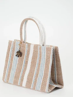 ANOKHI – Shopper aus Textil in Streifenstruktur