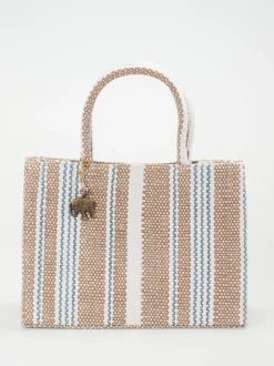ANOKHI – Shopper aus Textil in Streifenstruktur