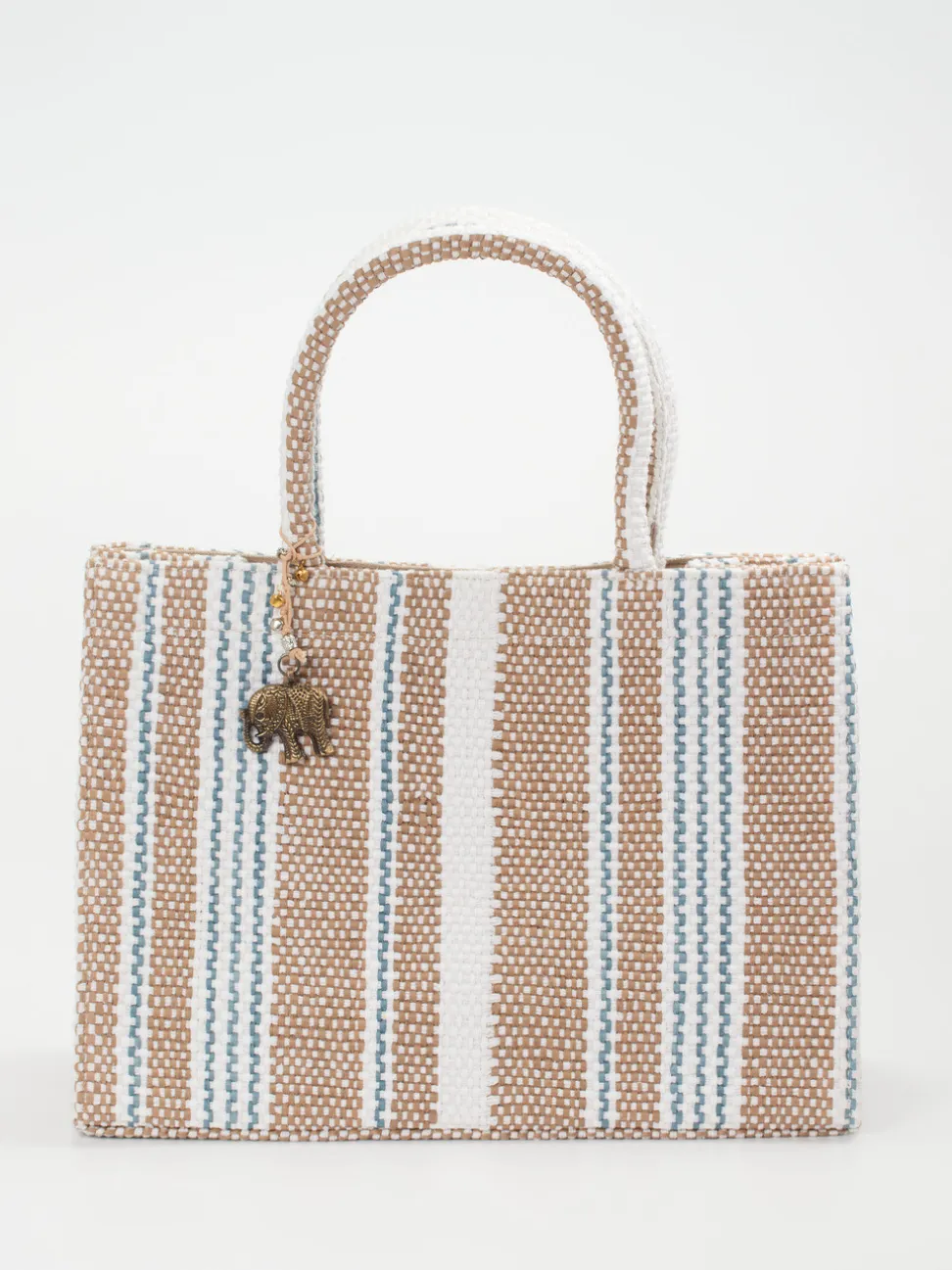 ANOKHI – Shopper aus Textil in Streifenstruktur