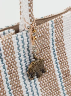 ANOKHI – Shopper aus Textil in Streifenstruktur