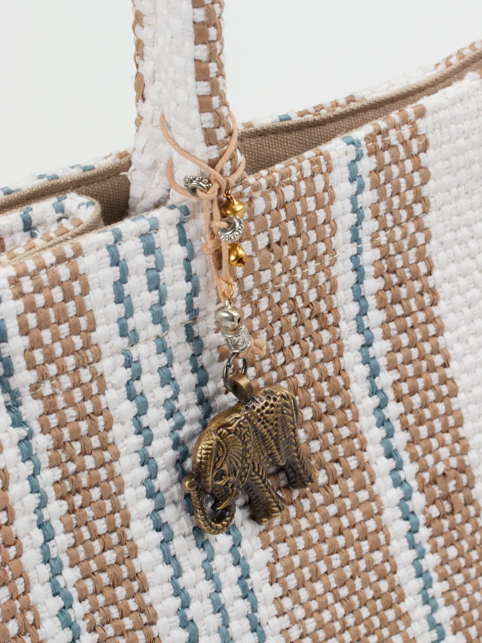 ANOKHI – Shopper aus Textil in Streifenstruktur