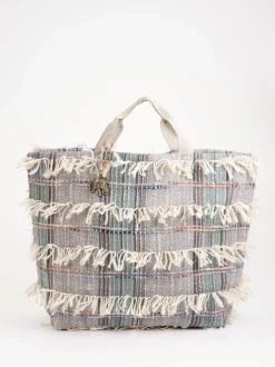 ANOKHI – Shopper aus Textil mit Fransenbesatz