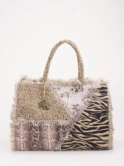 ANOKHI – Shopper aus Textil mit Animal-Patchwork