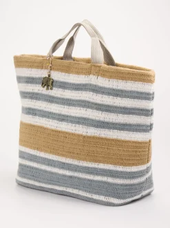 ANOKHI – Shopper aus Textil im Streifen-Design
