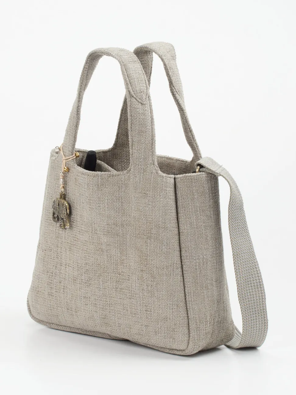 ANOKHI – Shopper aus Textil in Steingrau