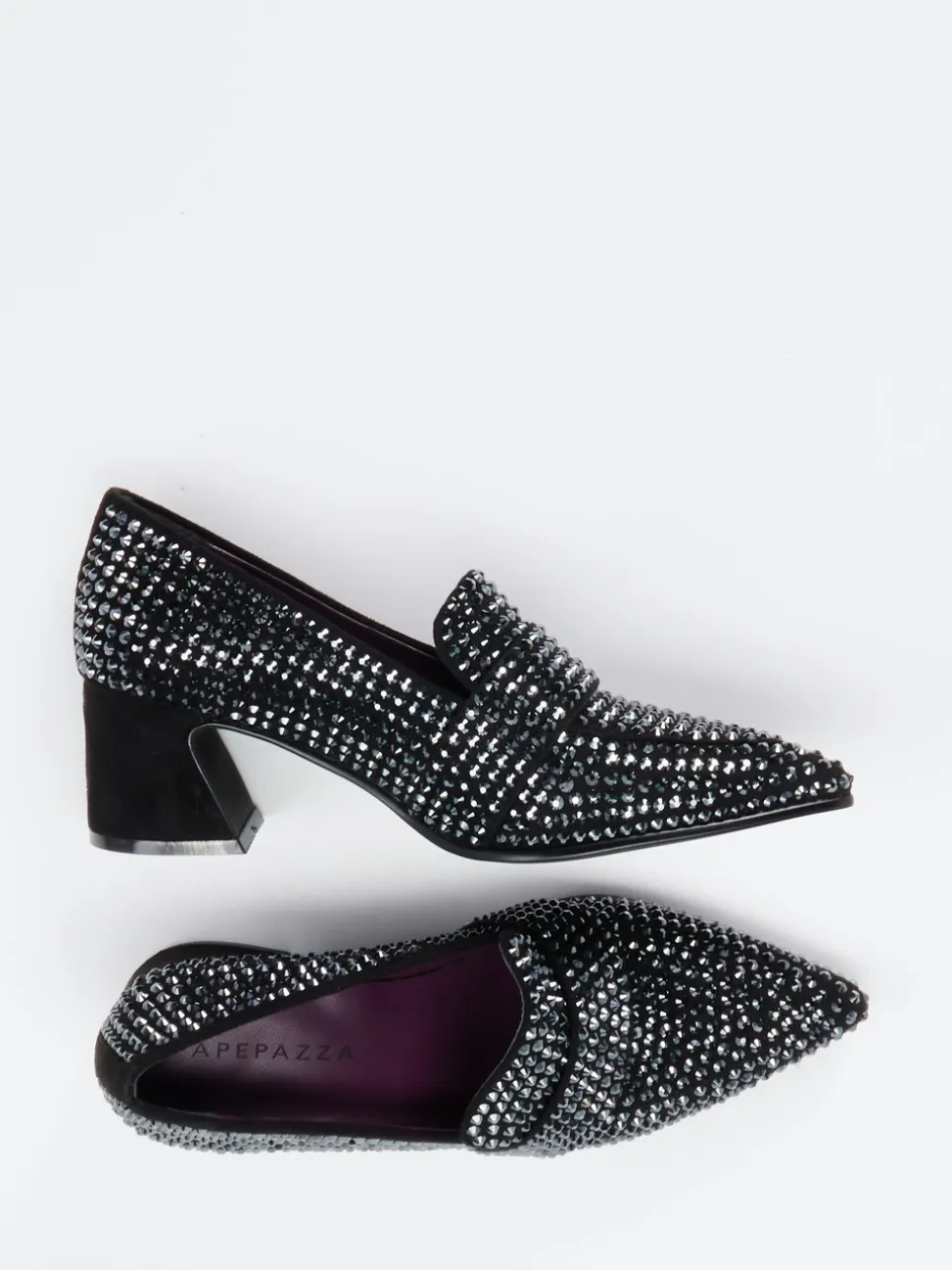 Apepazza – Loafer-Pumps aus Metallicleder Schwarz