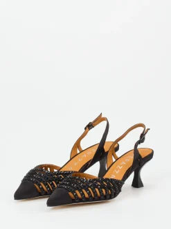 Apepazza – Slingback-Pumps aus Metallicleder schwarz