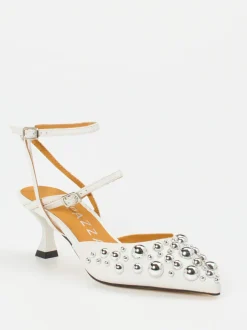 Apepazza – Slingpumps aus Leder weiß glänzend