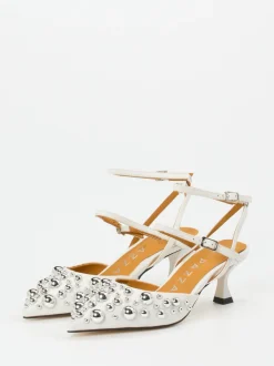 Apepazza – Slingpumps aus Leder weiß glänzend