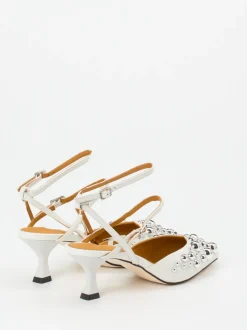 Apepazza – Slingpumps aus Leder weiß glänzend