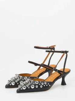 Apepazza – Slingpumps aus Leder Schwarz Glam-Akzent