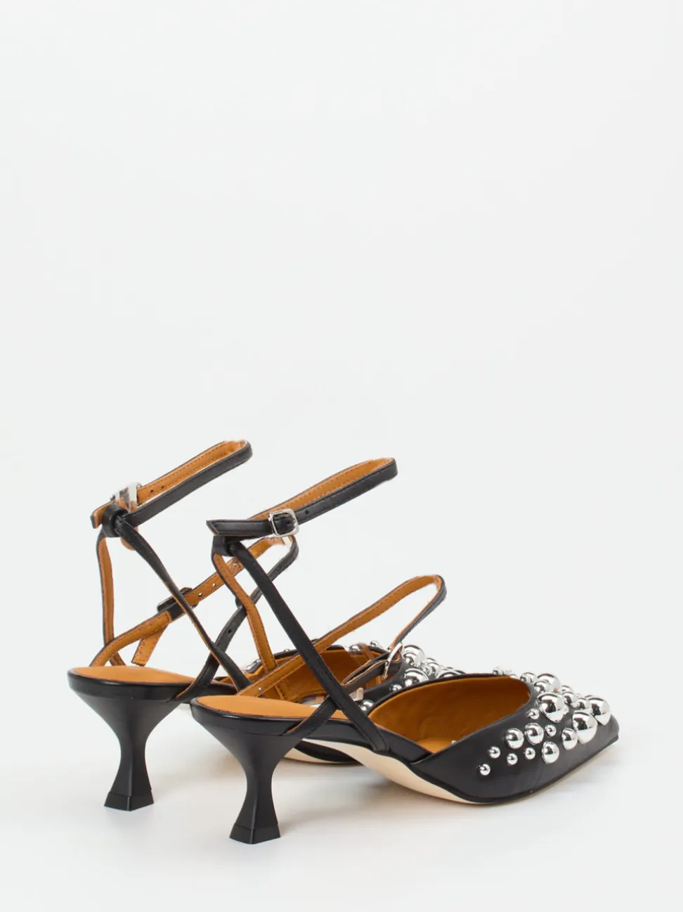 Apepazza – Slingpumps aus Leder Schwarz Glam-Akzent