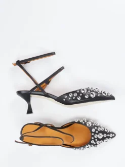 Apepazza – Slingpumps aus Leder Schwarz Glam-Akzent