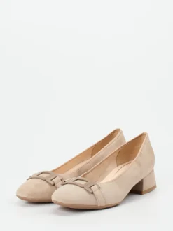 Ara – Blockabsatz-Pumps aus Veloursleder beige