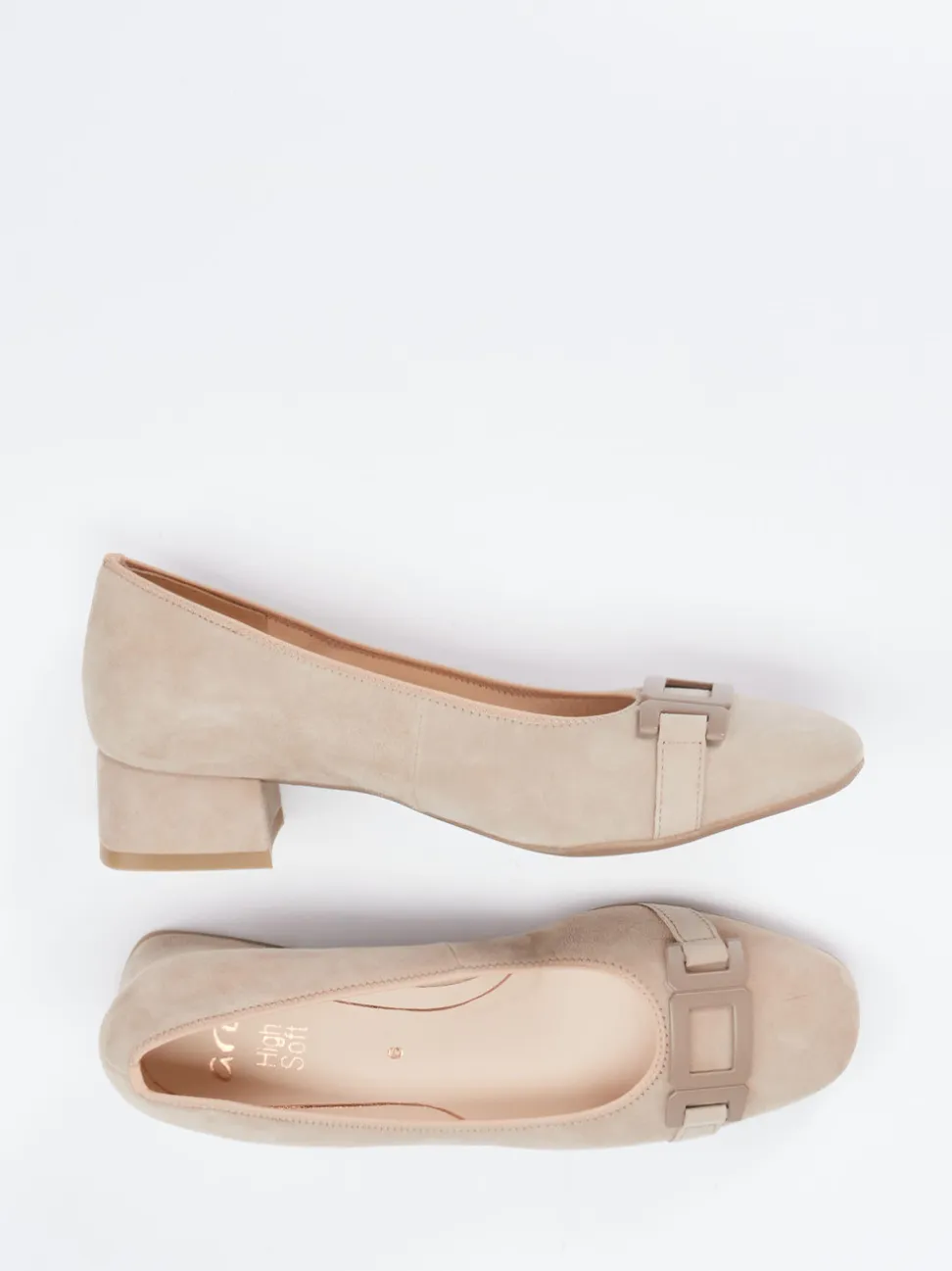 Ara – Blockabsatz-Pumps aus Veloursleder beige