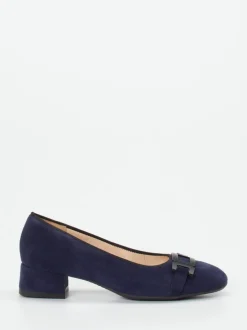 Ara – Blockabsatz-Pumps aus Veloursleder Dunkelblau