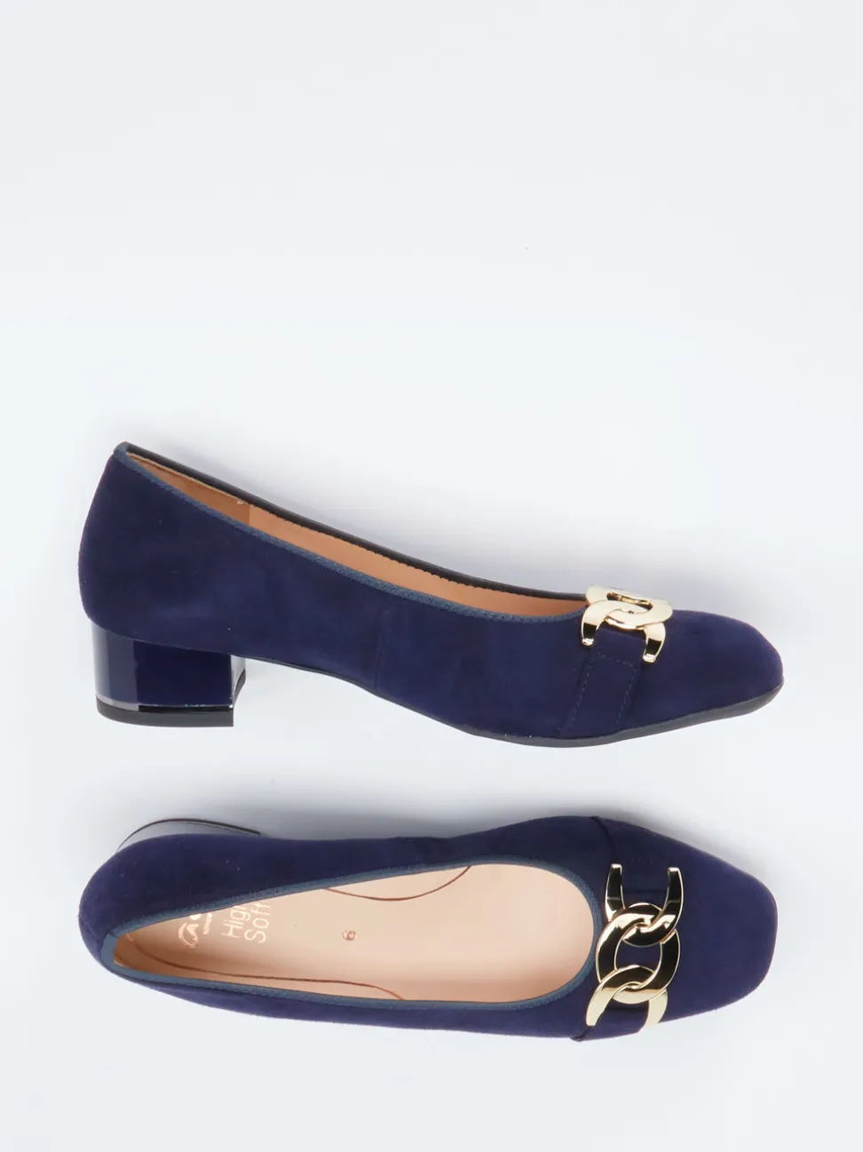 Ara – Blockabsatz-Pumps aus Veloursleder Dunkelblau