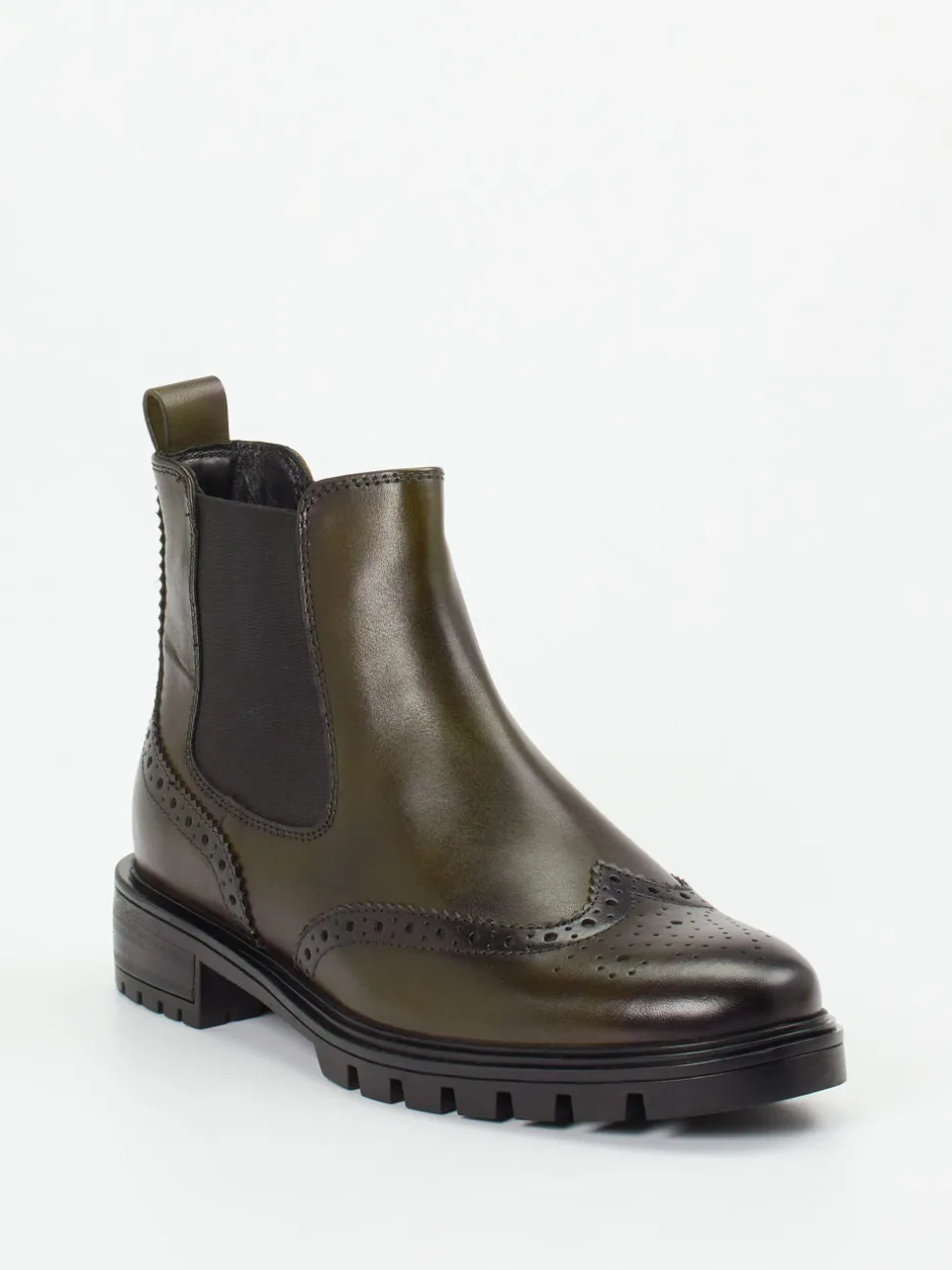 Ara – Chelsea-Stiefelette aus Kalbleder olivgrün