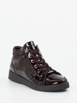 Ara – High-Top Sneaker aus Lackleder Dunkelbordeaux